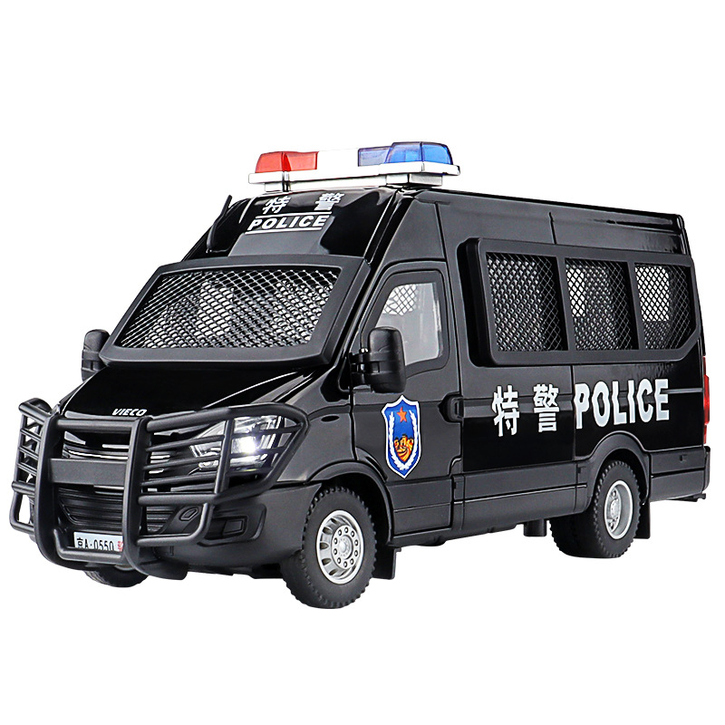 Home Security Police - 1:24 合金 Iveco SWAT 暴動鎮圧警察おもちゃの車ライトサウンドプルバックシミュレーション車両男の子の誕生日ホリデーギフト