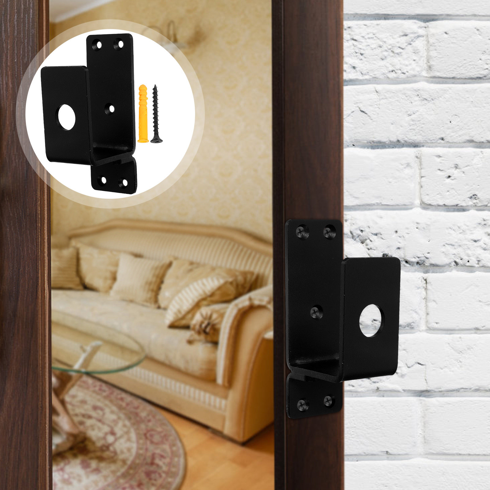 Home Security Front Door - 1セット ヘビーデューティー ドアセーフティバー ブラケット U字型 金属製バリケードホルダー