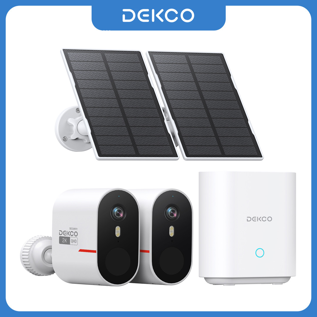 Home Security Front Door - Dekco 3MP WiFiソーラーカメラシステム 2台セット 屋外ワイヤレスホームセキュリティカメラセット カラーナイトビジョン