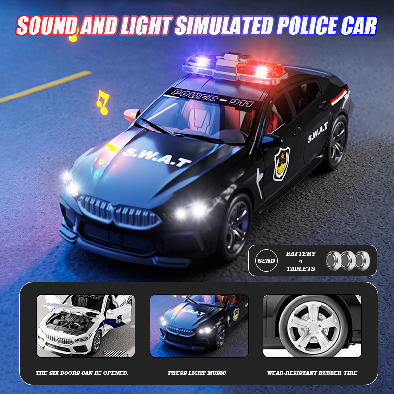 Home Security Police - 1:32 シミュレーション BMW M8 パトカー車モデルカー音と光付き高シミュレーションキッズギフトコレクションキッズギフト