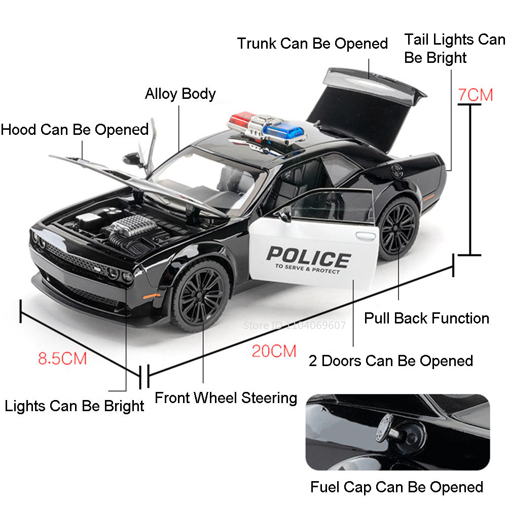 1:22 チャレンジャー SRT パトカーモデルおもちゃ金属 - Home Security Police のレビューと価格