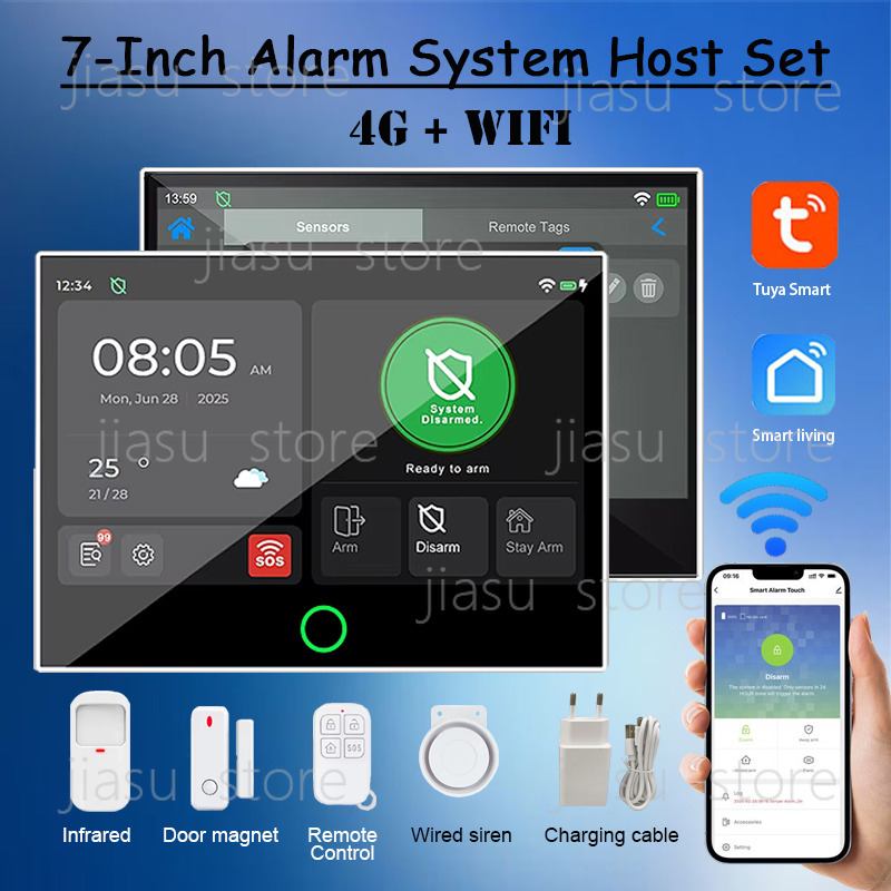 7インチ有線スマートセキュリティアラームシステム、家庭用GS - Home Security Using Gsm のレビューと価格